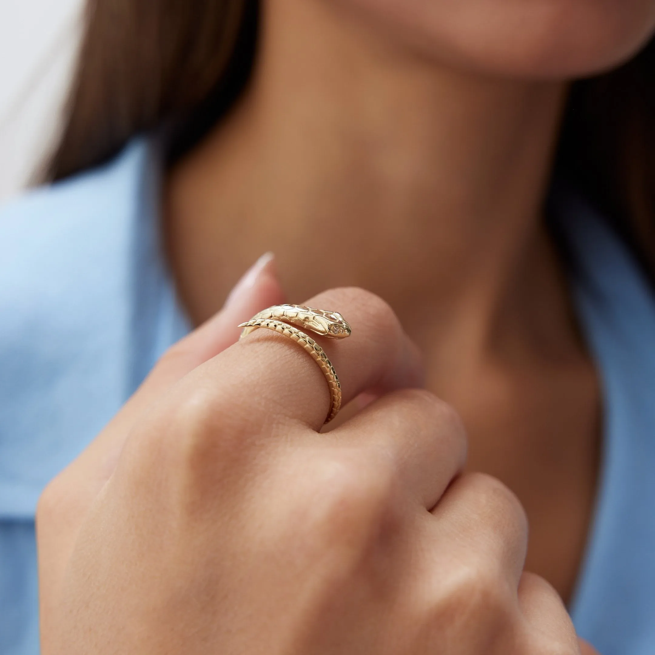 14k Gold Antique Snake Ring