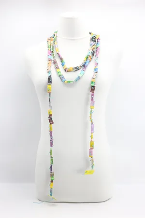 160cm-long Hand Carved And Painted Recycled Leather Necklace