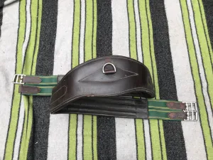 63” brown leather girth with elasticated ends