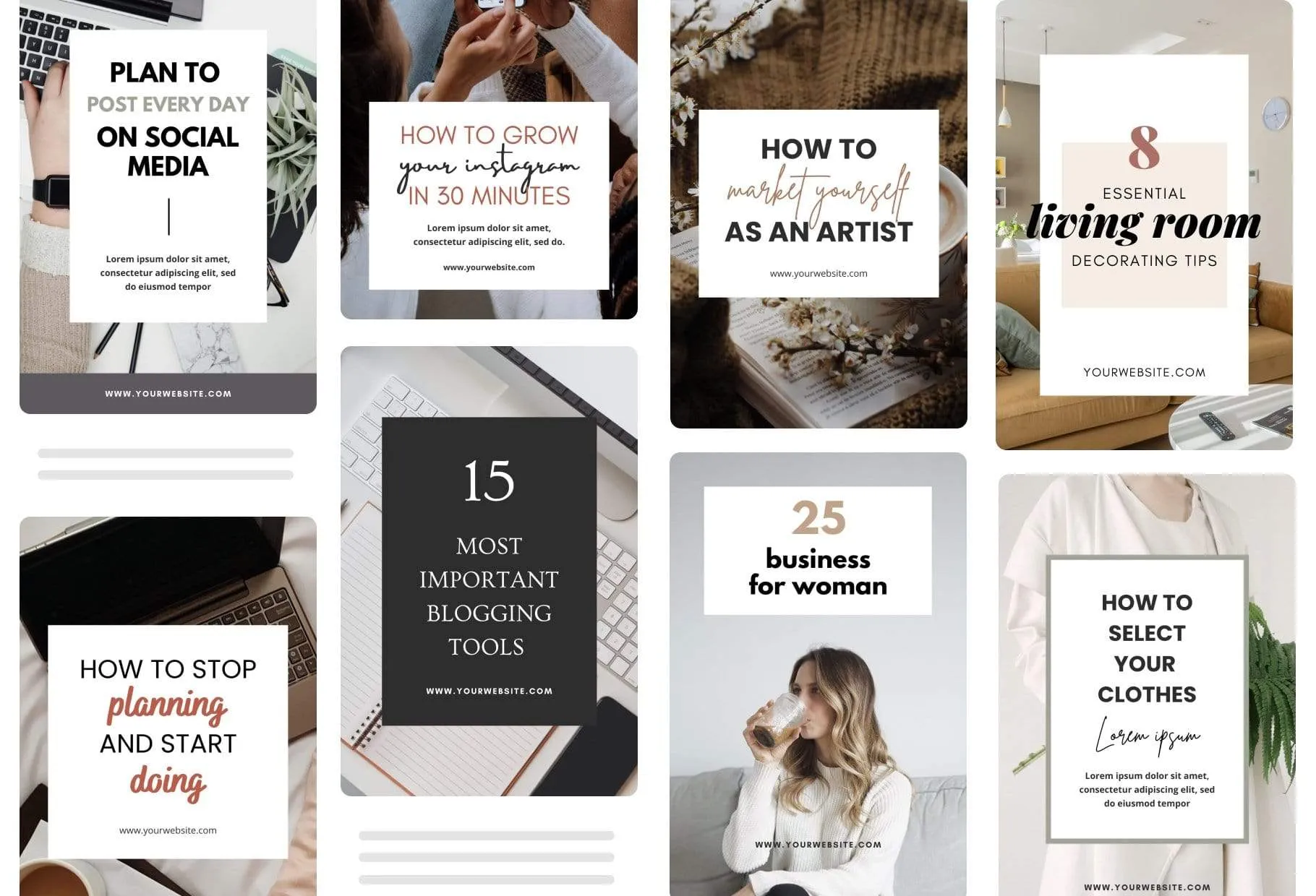 70 Modern Pinterest Canva Template Bundle