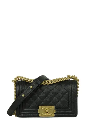 Chanel Black Caviar Leather Small Boy Bag