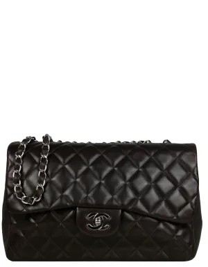 Chanel Brown Lambskin Quilted Single Flap Jumbo Classic Bag