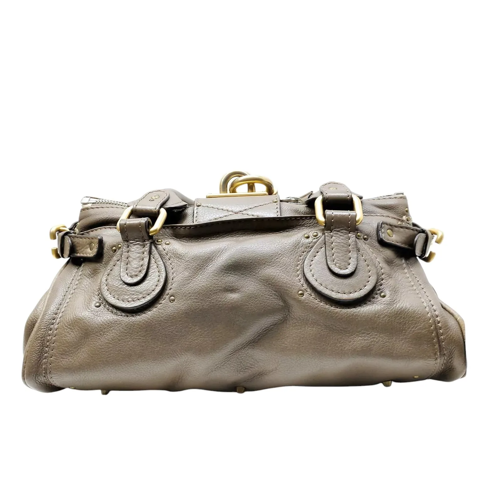 Chloé Paddington Leather Bag - Grey   Gold