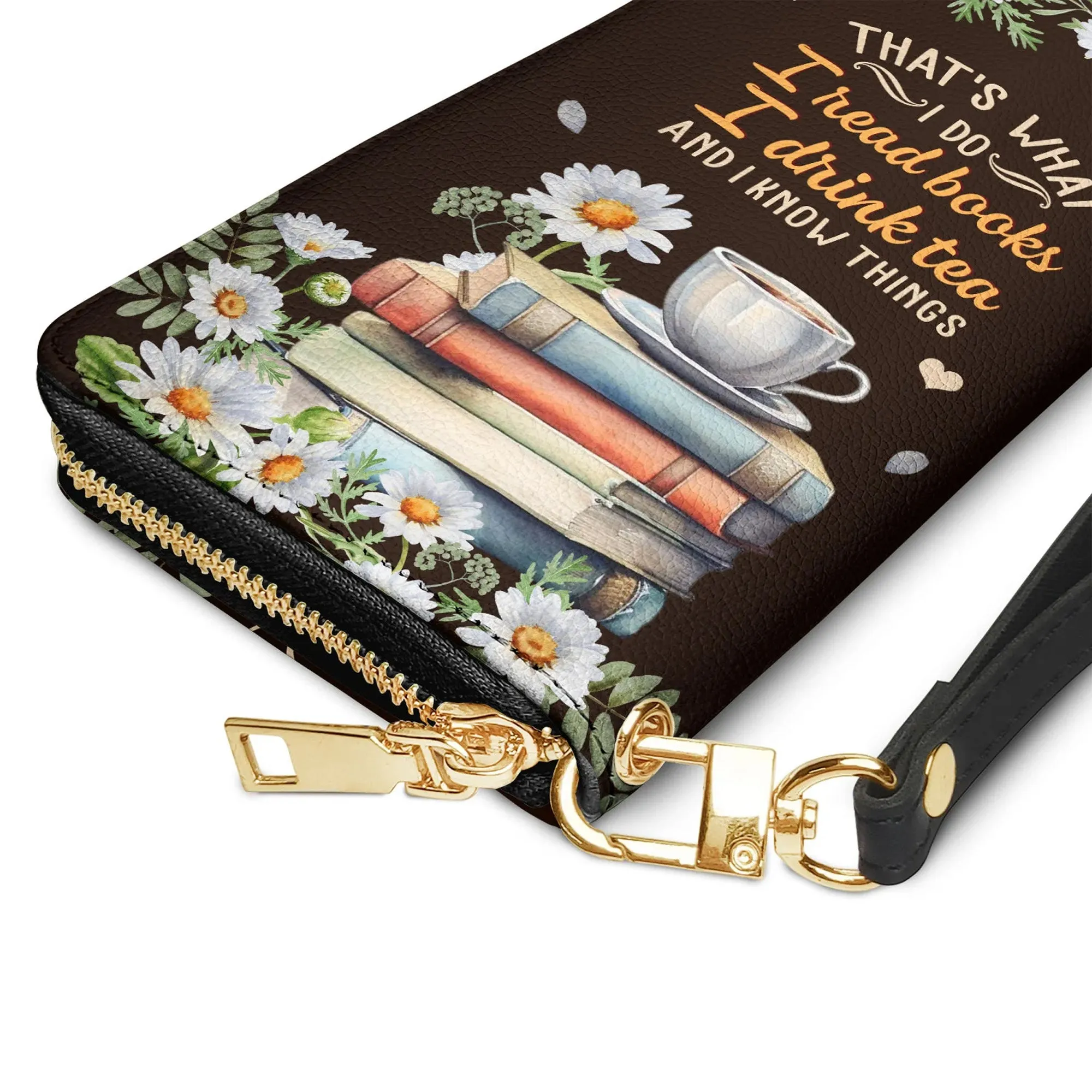 Christianartbag Clutch Purse, Thats What I Do I Read Books I Drink Tea And I Know Things Clutch Purse For Women, Personalized Name, Christian Gifts For Women, CAB01050124.