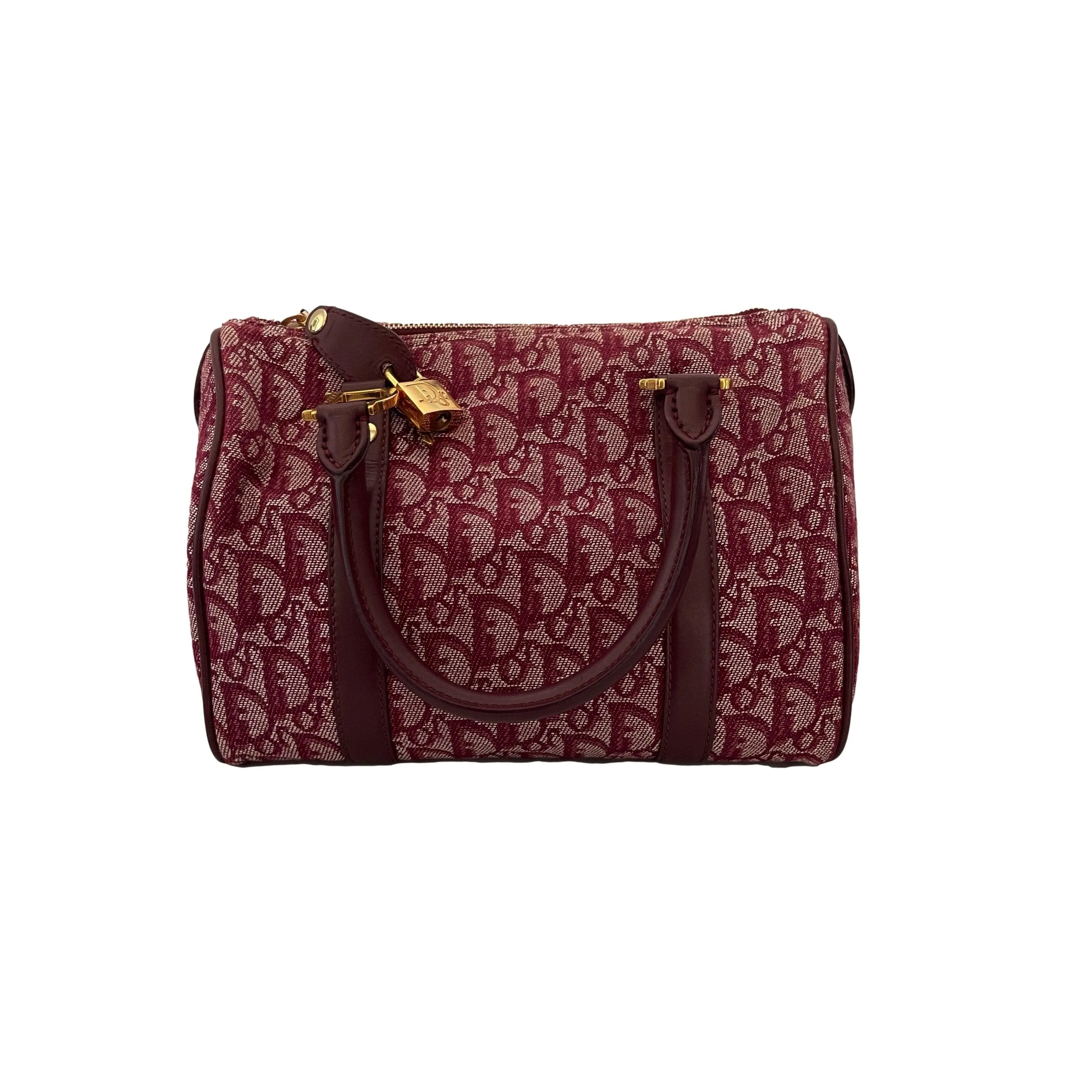Dior Burgundy Monogram Mini Boston Bag