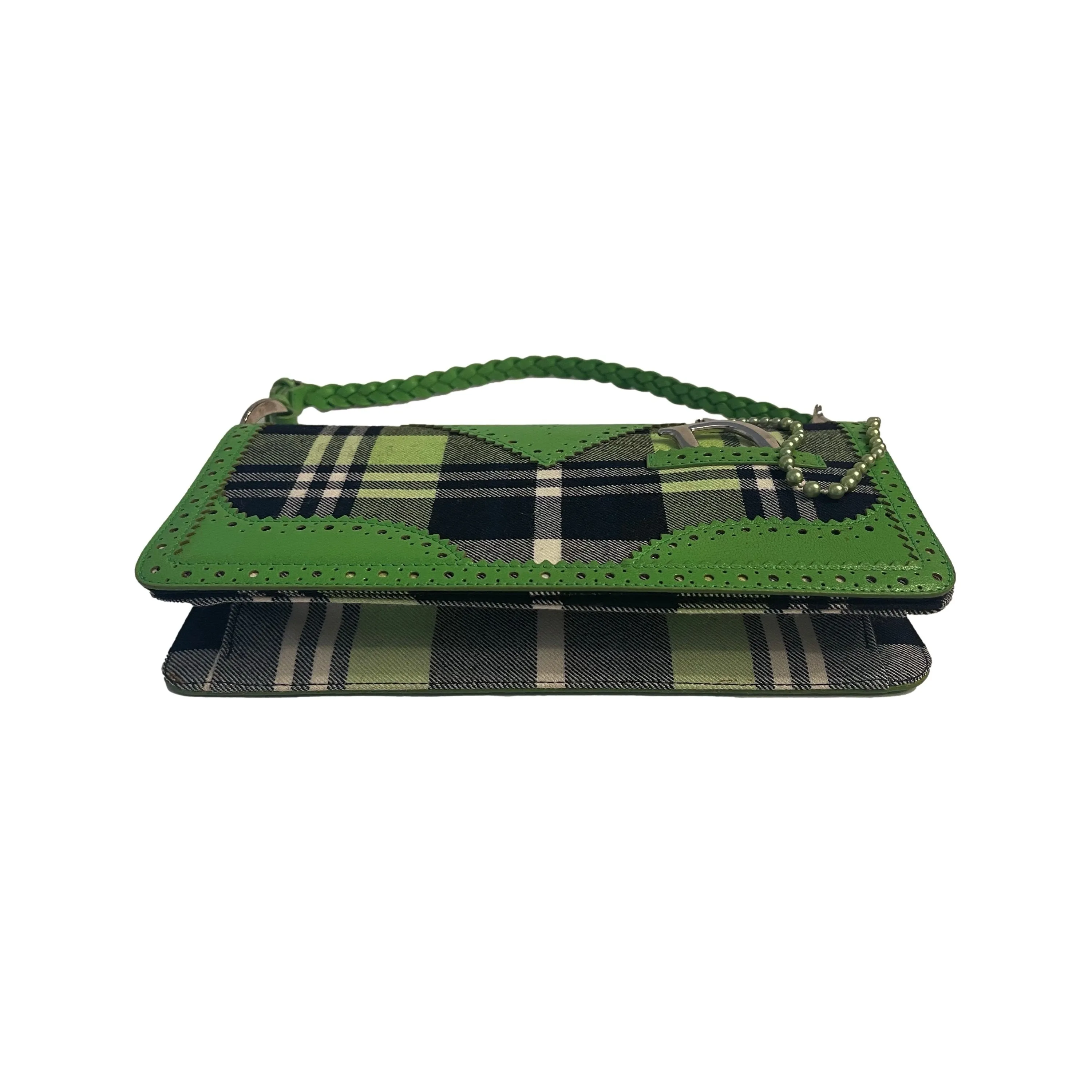Dior Green Plaid Braided Shoulder Bag