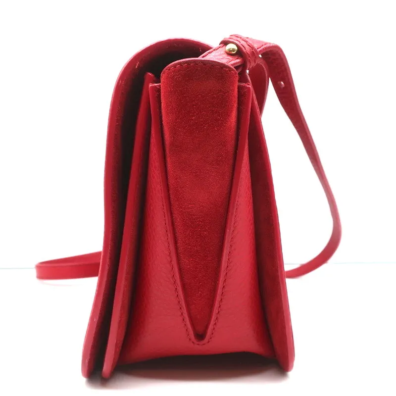 Dolce & Gabbana Flap Bag Red Grained Leather & Suede Medium Crossbody