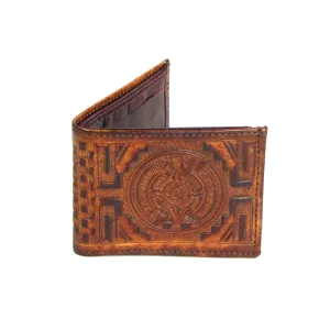 EB308-149  Antique Finish Billfold- Aztec Calendar