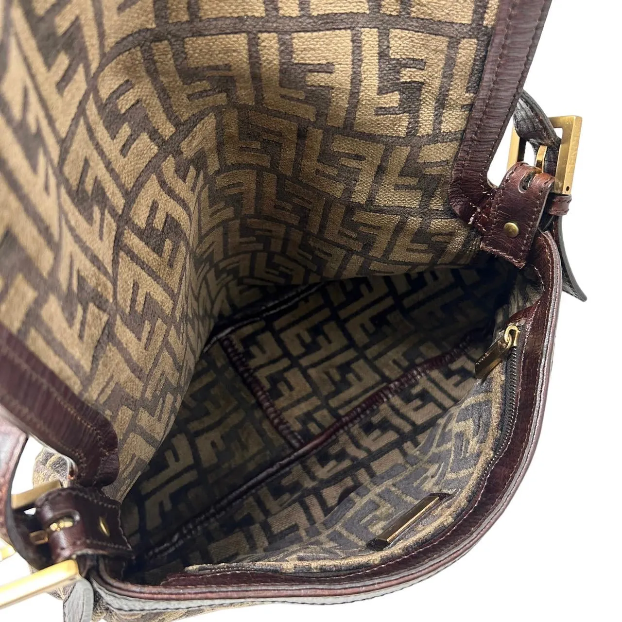 Fendi Brown Velour Logo Baguette