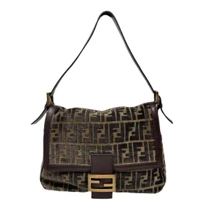 Fendi Brown Velour Logo Baguette