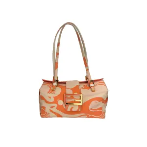 Fendi Orange Print Logo Box Bag