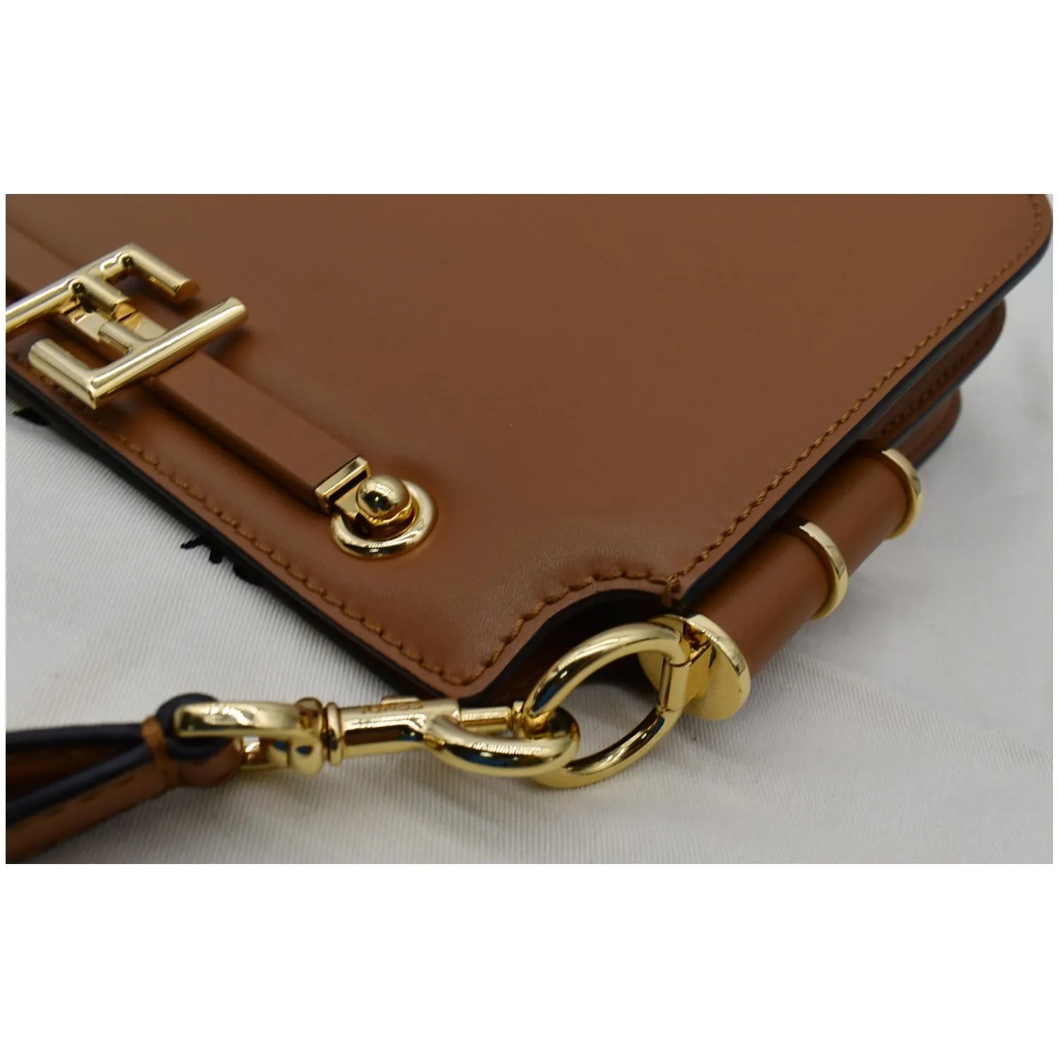 FENDI Touch Leather Shoulder Bag Brown