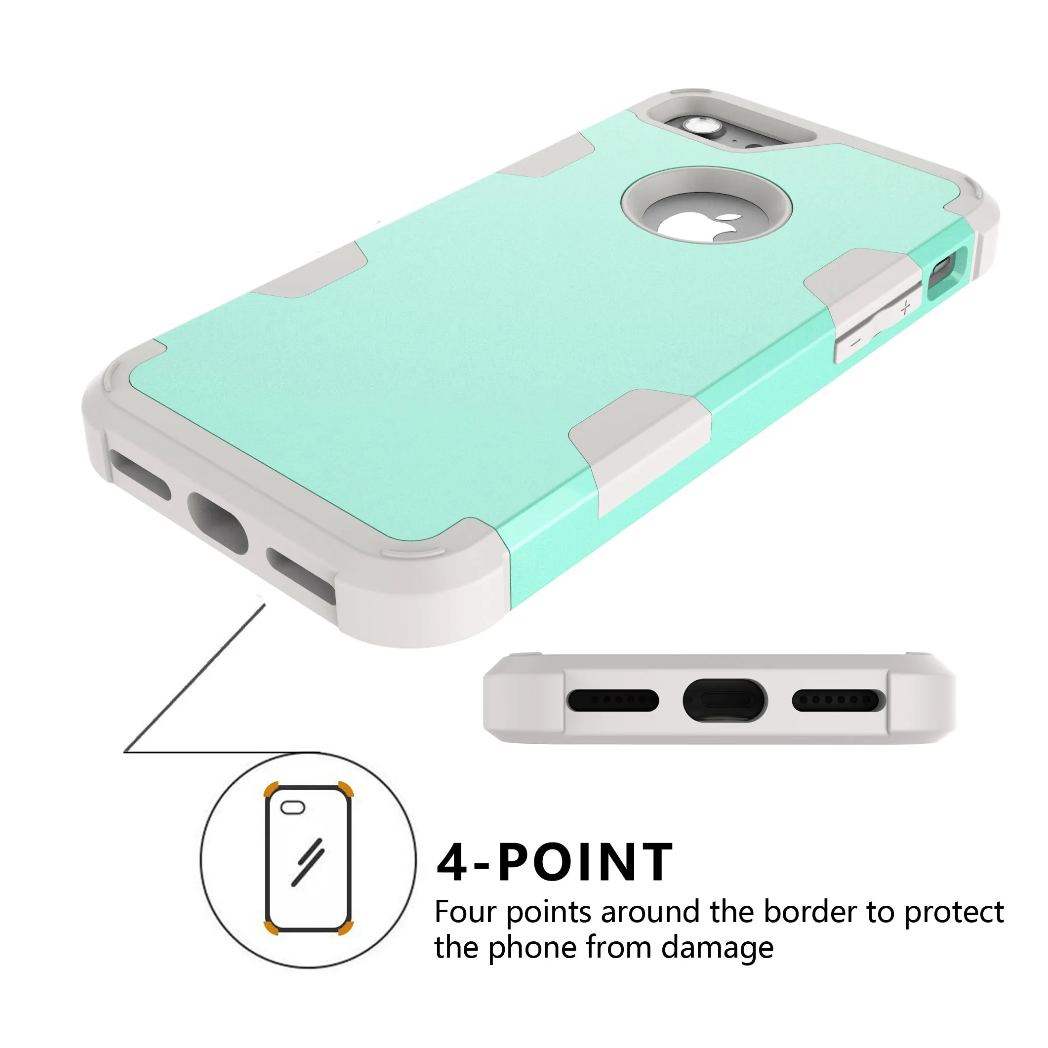 For iPhone 7 PC  Silicone 2 in 1 Hit Color Tri-proof Shockproof Dustproof Anti-fall Protective Cover Back Case Gray   orange