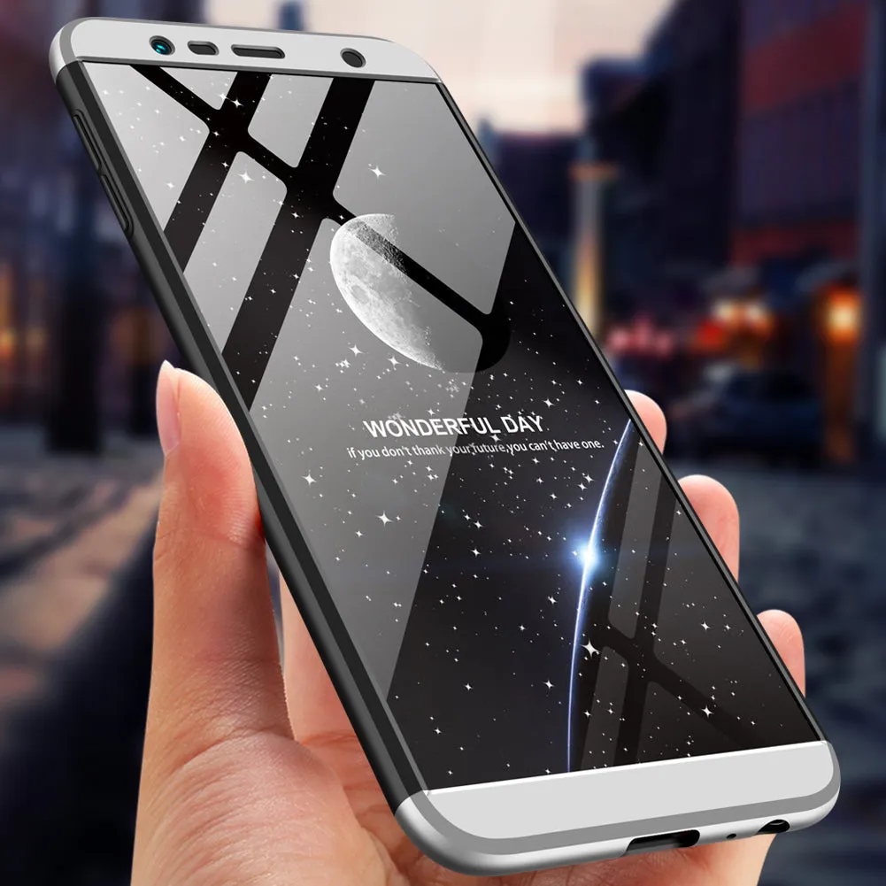 For Samsung J4 Plus/ J4 Prime 3 in 1 360 Degree Non-slip Shockproof Full Protective Case Silver black silver_Samsung J4 Plus/ J4 Prime
