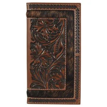 Justin Hair On and Floral Tooled Rodeo Wallet