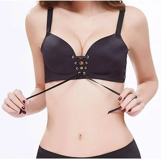 Lace Push Up Bra For Figure Maintain - Wide Strip - Black Double Padded Bra