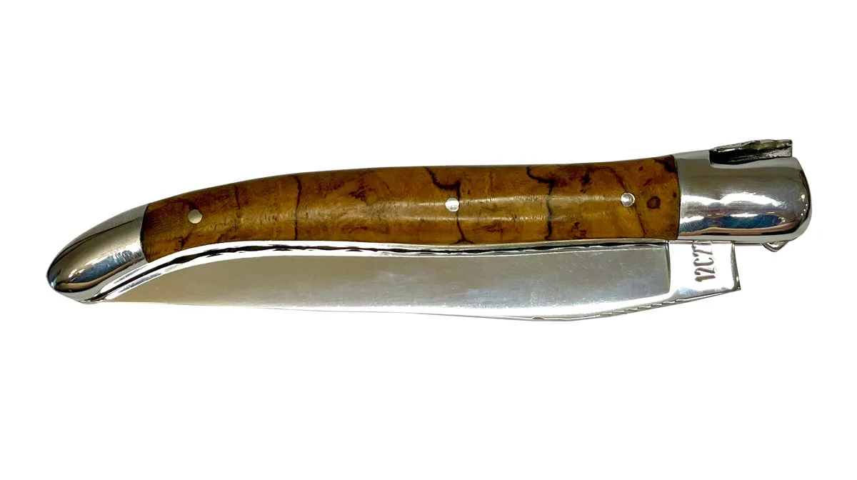 Laguiole en Aubrac Handcarved Plates Multipurpose Knife with Teak Wood Handle, 4.75-Inches