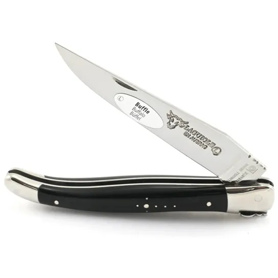 Laguiole en Aubrac Handcrafted Plates Multipurpose Knife, Buffalo Horn Handle, 4.75 inches