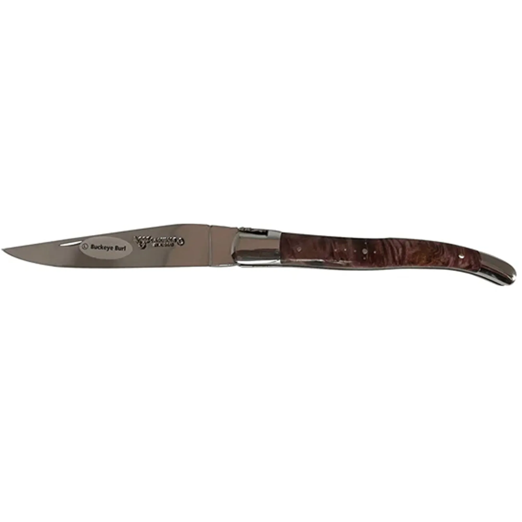 Laguiole en Aubrac Handcrafted Plates Multipurpose Knife, Wine Buckeye Burl Handle, 4.75 inches