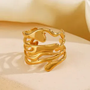 Minimalist Irregular Melted Metal Opening Ring