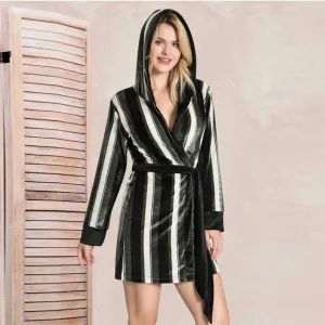 New Elegant plush black robe