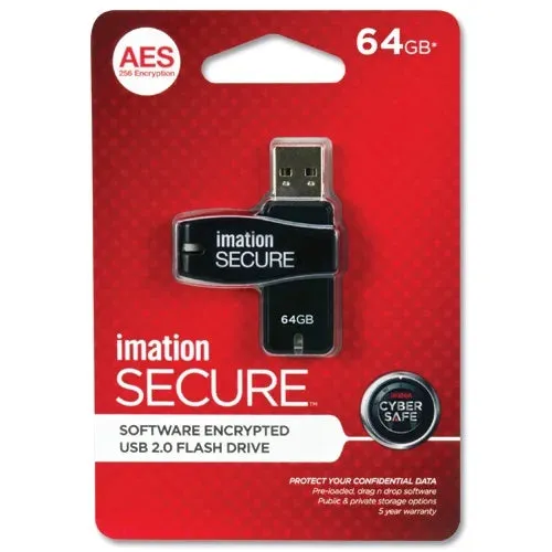 New Imation Secure Plus Software Encrypted 64GB Flash Drive USB 2.0