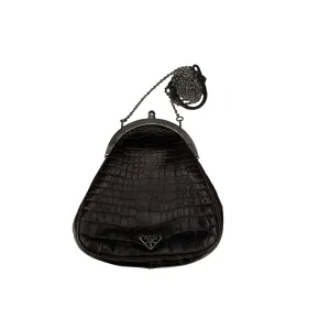 Prada Brown Croc Embossed Kisslock Bag