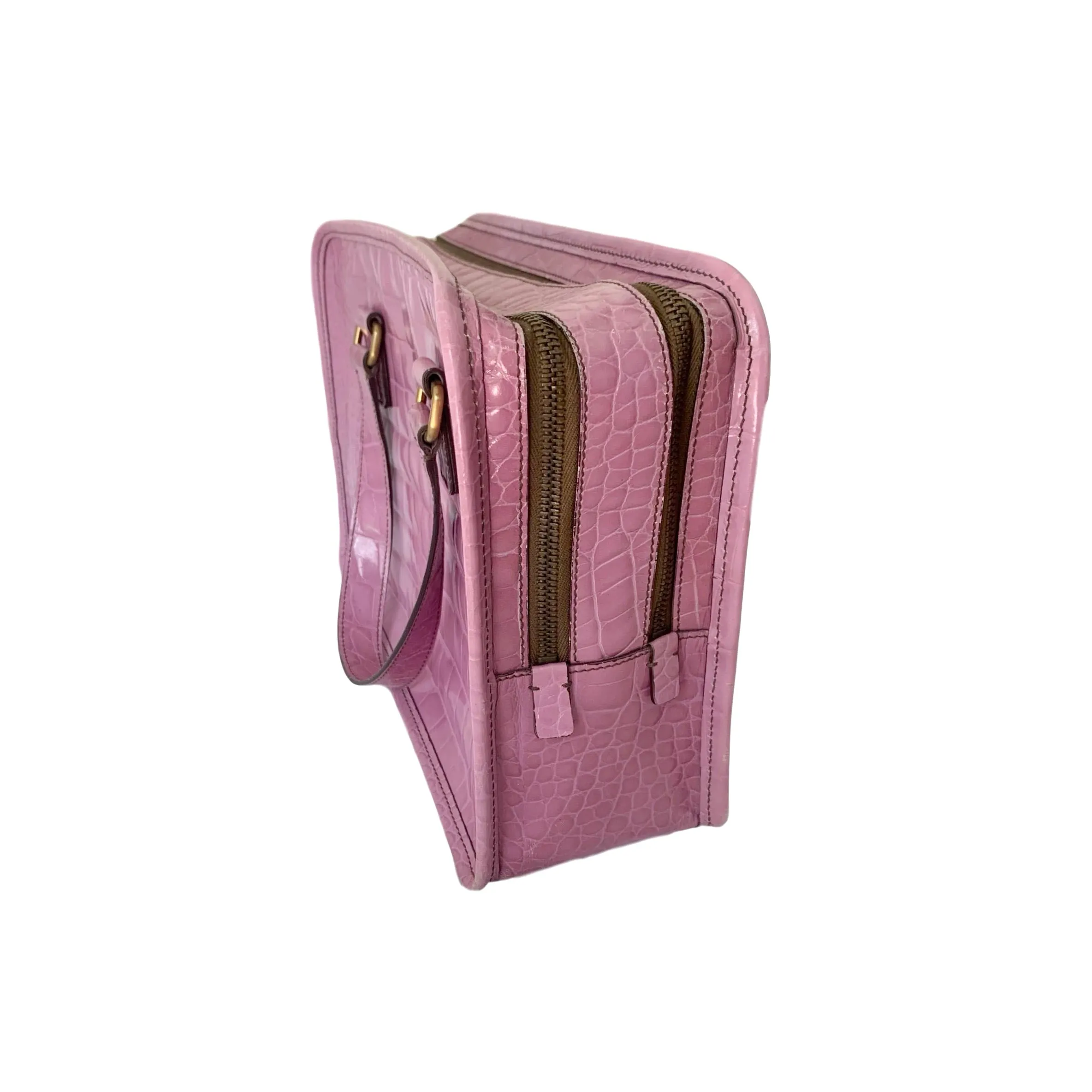 Prada Pink Croc Top Handle Bag