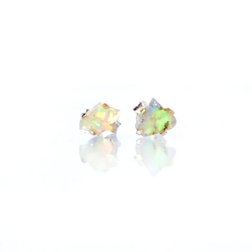 Raw Australian Opal Earrings Set in 925 Sterling Silver Studs