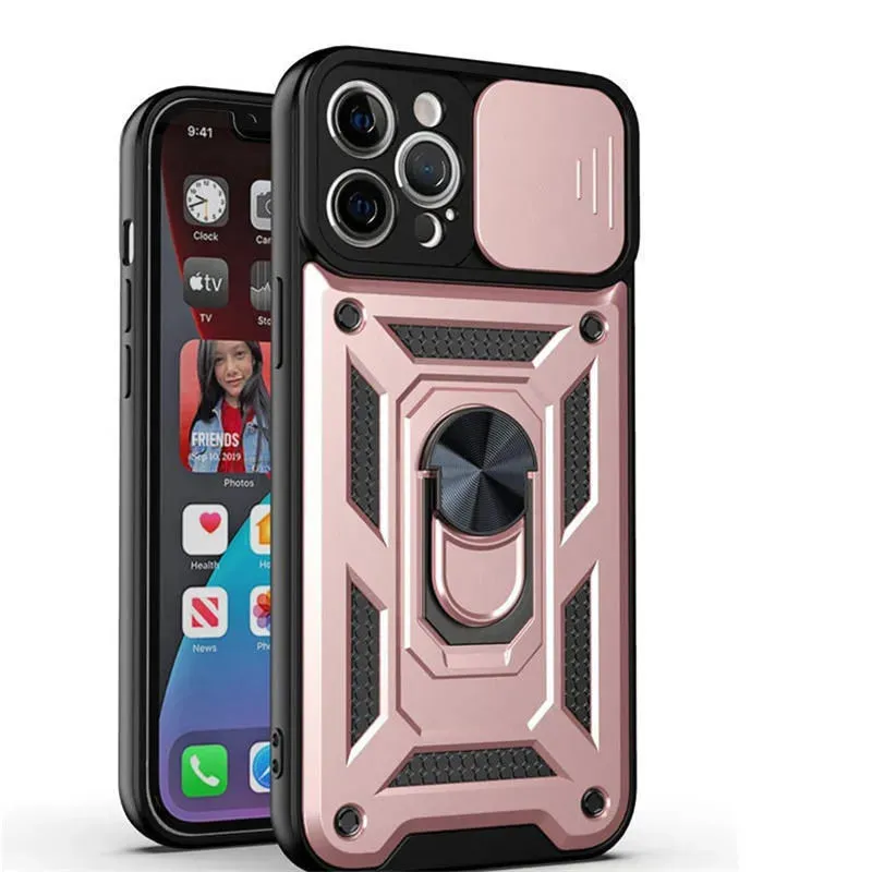Shockproof Armor Case For iPhone With Ring Holder Kickstand And Camera Protection Cover