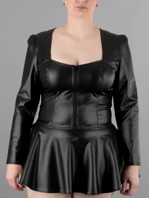 Square Neck Vegan Leather Top