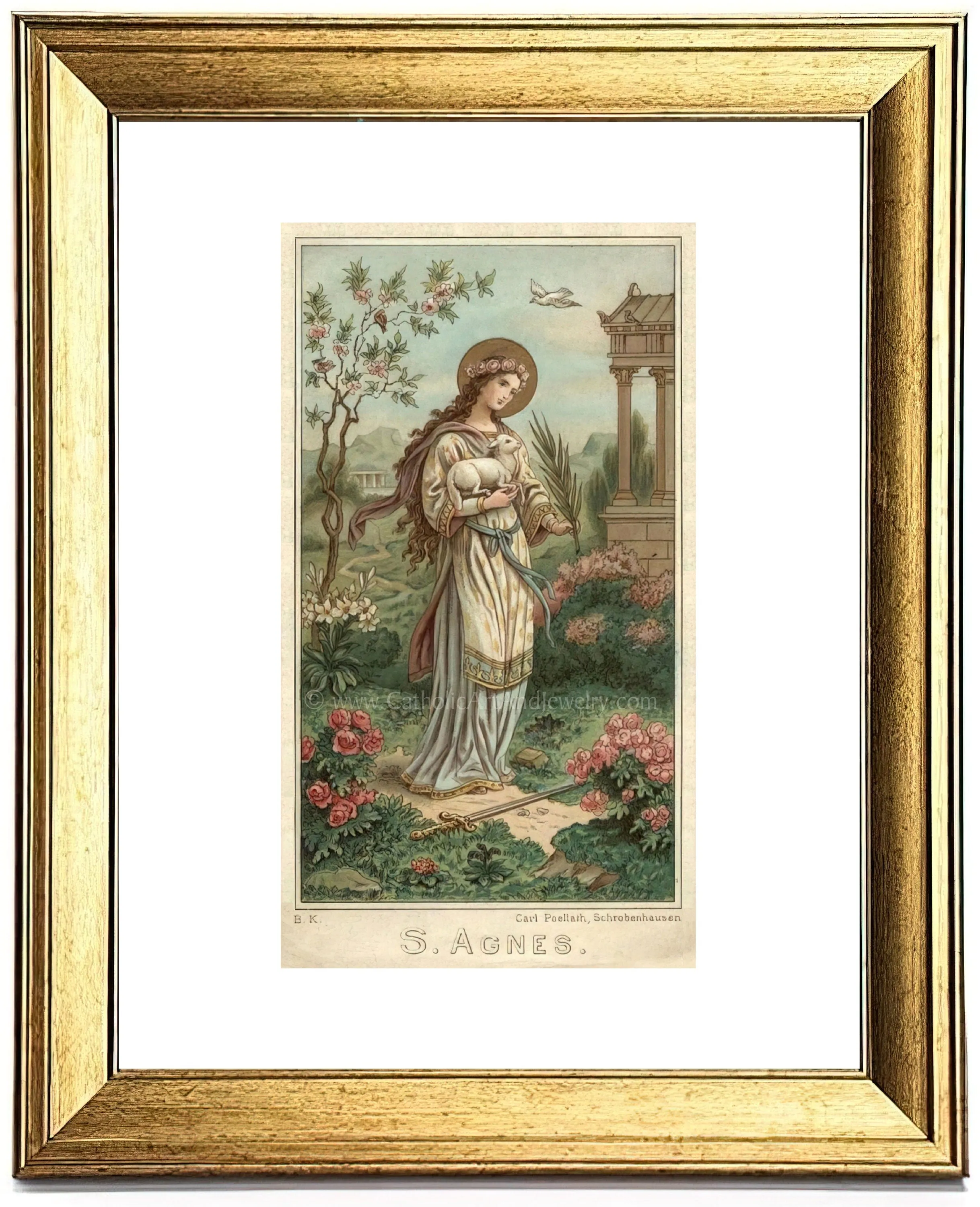 St. Agnes of Rome – 3 sizes – Based on a Vintage Holy Card