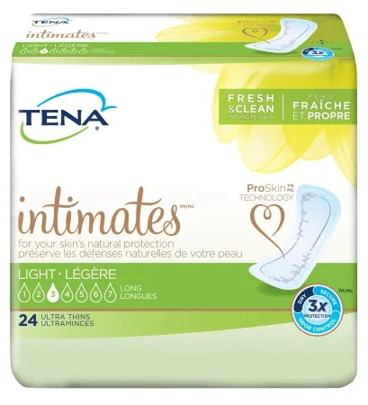 TENA Intimates Active Ultra Thin Incontinence Pads, Long, 6 Packs of 24 (144 Per Case)
