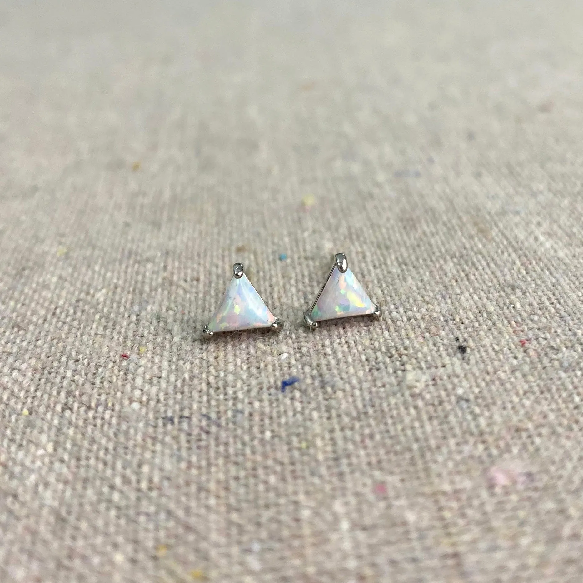 Triangulum Posts • White Opal • Rhodium