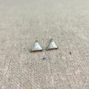 Triangulum Posts • White Opal • Rhodium