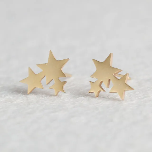 Women Minimalist Earrings Golden and Silver Stainless Steel Cute Animals Stars Cat Earrings Girls Jewelry Accessories Gifts