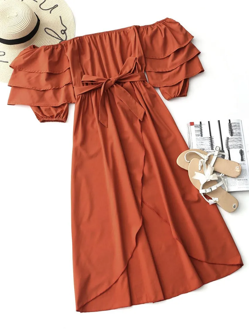 Wrapped Chest Strapless Irregular Long Dress Beach Skirt