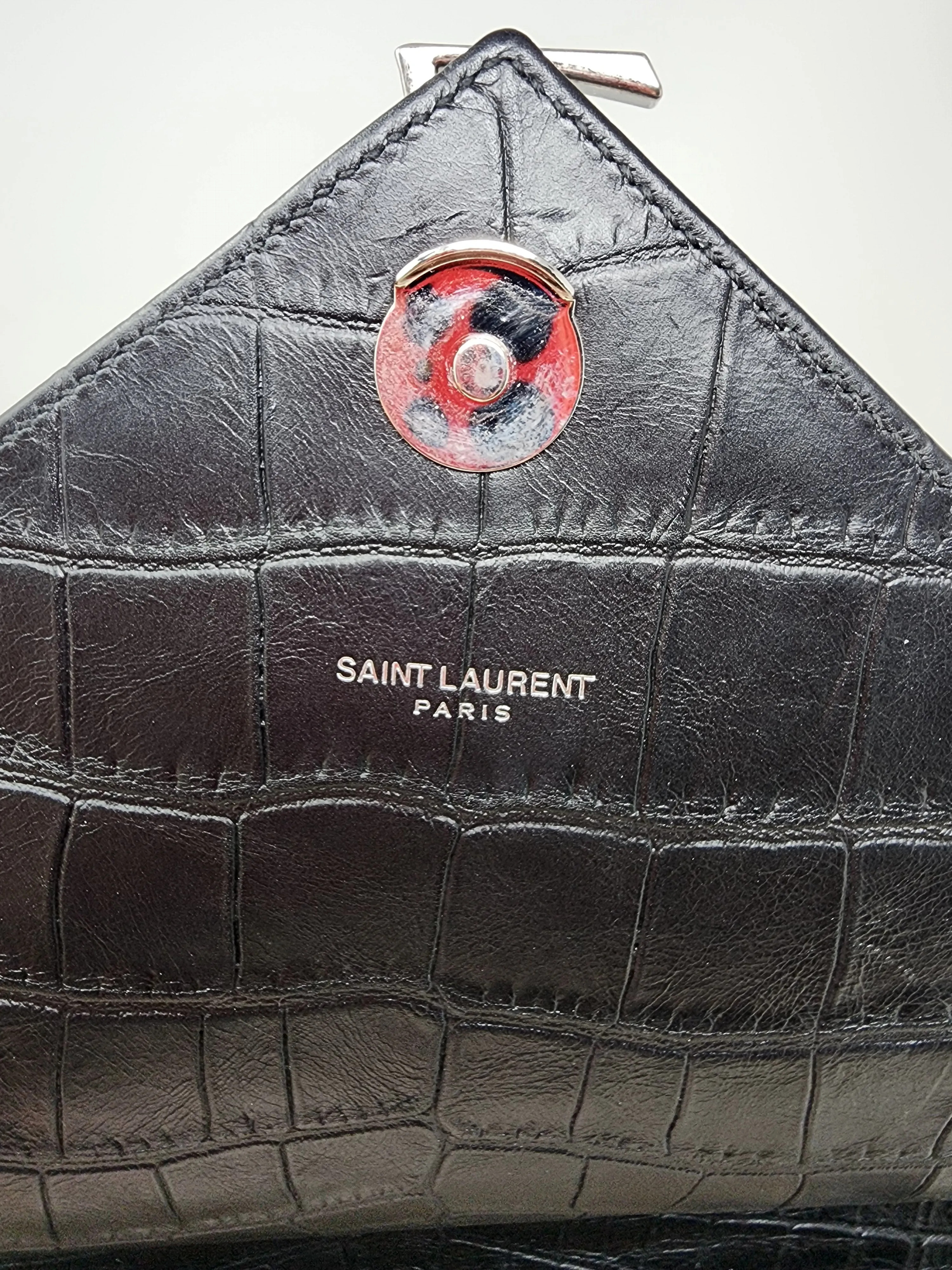 YSL EMBOSSED BLACK LARGE COLLÈGE BAG